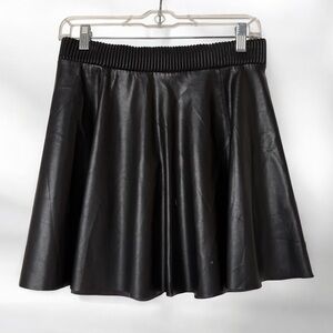Black Faux Leather Circle Skirt